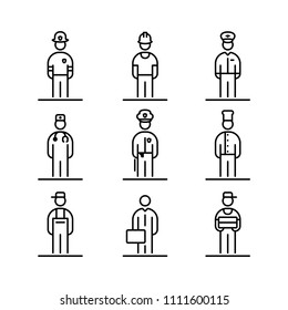 Set of professions icons avatar simple flat style illustration.