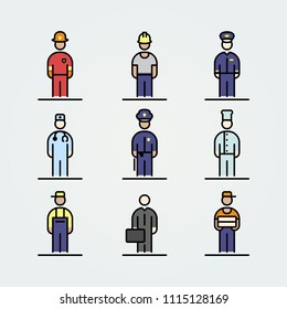 Set of professions icons avatar simple flat style illustration. Professions people.