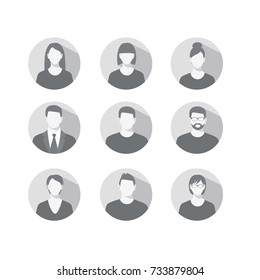 Set of profile icons for men and women