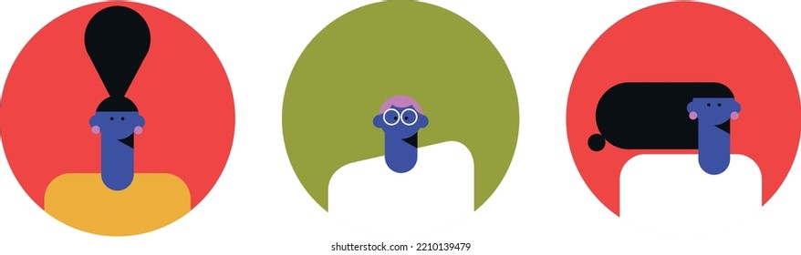 Set Profile man and woman. People set avatars. Icons for games, online communities, web forums. Vector illustration in flat cartoon style