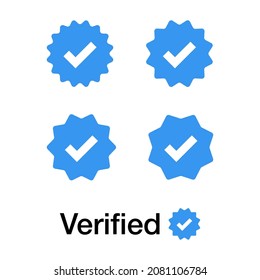 Set of profile verification check marks icons. Approved sybol. Badges of approval, quality, accept and verified. Vector illustration.