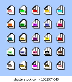 Set of program file formats icons,File extensions vector