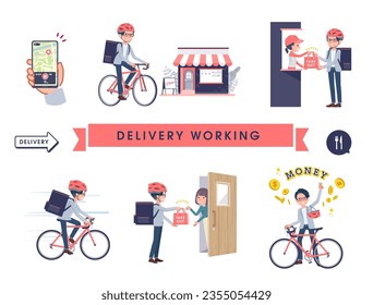 A set of Programmer engineer man doing delivery work.It's vector art so easy to edit.