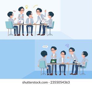 A set of Programmer engineer man having an intracerebral meeting.It's vector art so easy to edit.
