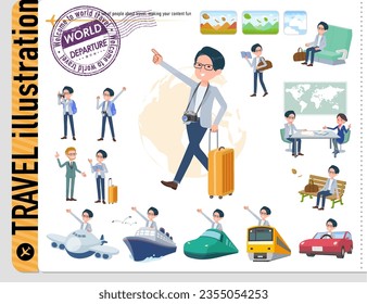 A set of Programmer engineer man on travel.It's vector art so easy to edit.