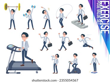 A set of Programmer engineer man on exercise and sports.It's vector art so easy to edit.