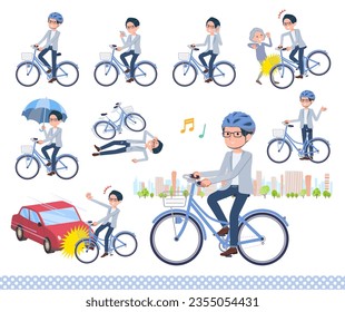A set of Programmer engineer man riding a city cycle.It's vector art so easy to edit.