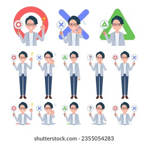 A set of Programmer engineer man with a round plate.It's vector art so easy to edit.