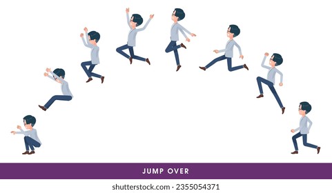 A set of Programmer engineer man who jump over big.It's vector art so easy to edit.