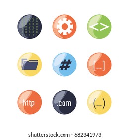 set of programming code icons