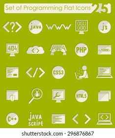Set of programming flat icons for Web and Mobile Applications