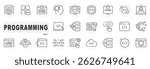 Set of programming related line icons. Coding, development, script, algorithm etc. Editable stroke. Set 2