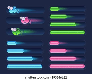 Set of progress bars for games with cute fishes
