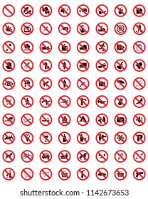 Set of prohibit icons , warning danger signs