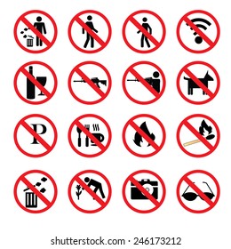 set of prohibit sign.vector illustrator  