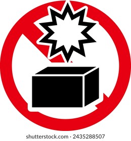 Satz von "Verboten", "Vorsicht" und "Warnung"-Icons für das Einbringen gefährlicher Güter.