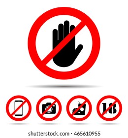 Set of prohibited icons  on white background