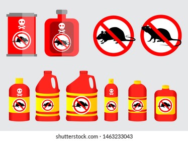 set of prohibited mouse in mouse poison concept 