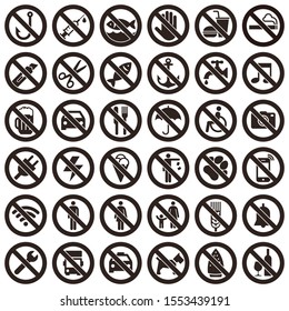 Set of prohibited sign isolated on white background