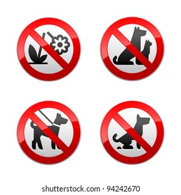 Set prohibited signs - animals