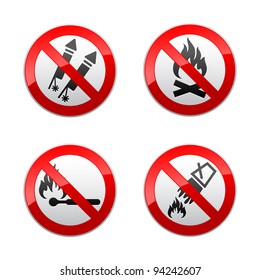 Set prohibited signs - fire