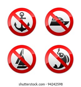 Set prohibited signs - fishing