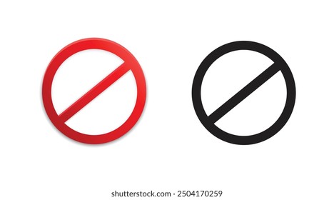 Conjunto de signos prohibidos sobre fondo blanco. Ilustración vectorial.