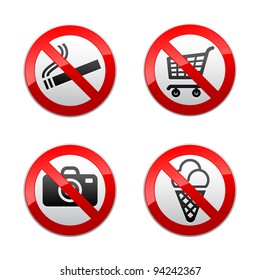 Set prohibited signs - supermarket symbols