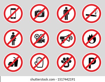 Set of prohibited symbols. illustration vector. eps 10