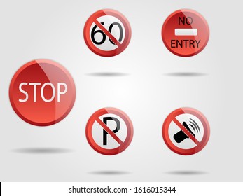 Set of prohibited vector sign. Illustration may use in camping areas, restaurant, parks or near houses. Warning, not allowed notifications