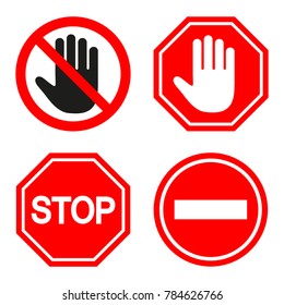 set of prohibiting sign. signs of stop on white background