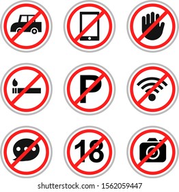 Traffic Prohibition Signs Warning Sign On Stock Vector (Royalty Free ...