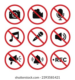 Set of prohibition sign symbol vector