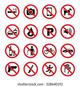 set of prohibition sign, vector symbols