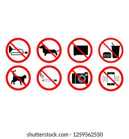 Set of prohibition signs