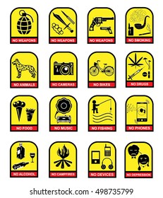 Set of prohibition signs