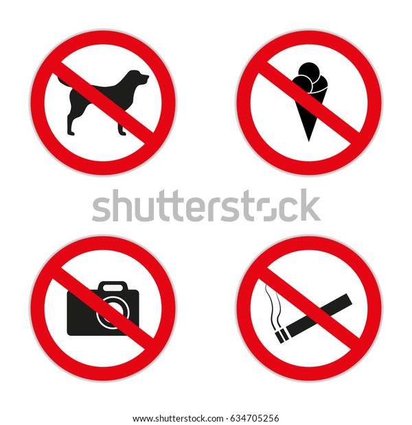 Set Prohibition Signs Entrance Store Shop Stock Vector (Royalty Free ...