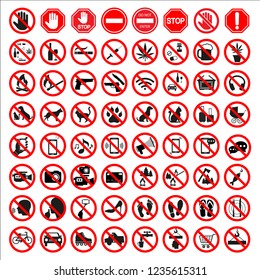 set of prohibition signs on a white background