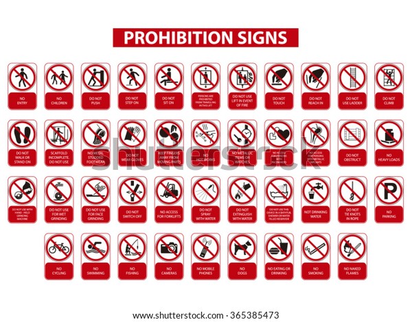 Set Prohibition Signs On White Background Stock Vector (Royalty Free ...