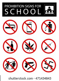 Carteles de prohibición para la escuela.