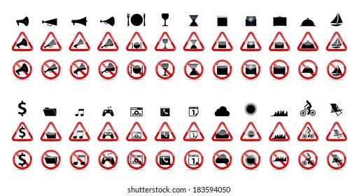 Set of Prohibition Signs. Vector Illustration