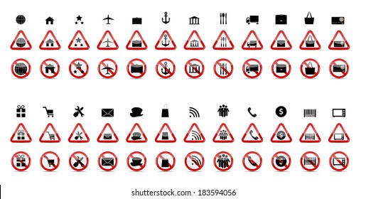 Set of Prohibition Signs. Vector Illustration