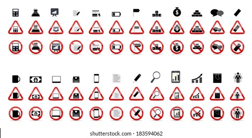 Set of Prohibition Signs. Vector Illustration