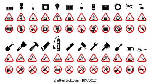 Set of Prohibition Signs. Vector Illustration