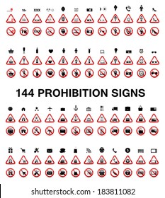 Set of Prohibition Signs. Vector Illustration