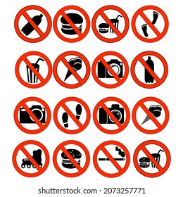 set of prohibition signs, vector illustration