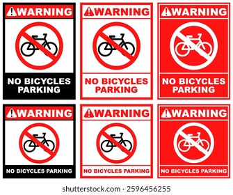 Set Prohibition warning no bicycle parking public sign design vector illustration