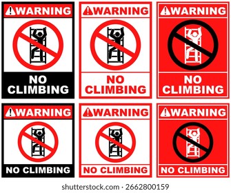 Definir aviso de Proibição sem escalada público sinal design vetor ilustração