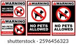 Set Prohibition warning no pets allowed public sign design vector illustration