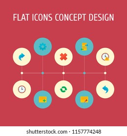 Set of project icons flat style symbols with undo, redo, add task and other icons for your web mobile app logo design.